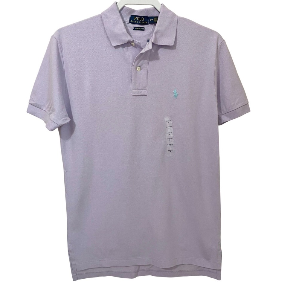 Polo Ralph Lauren Mens Classic Fit Mesh Polo Shirt Purple Aqua Pony Size S